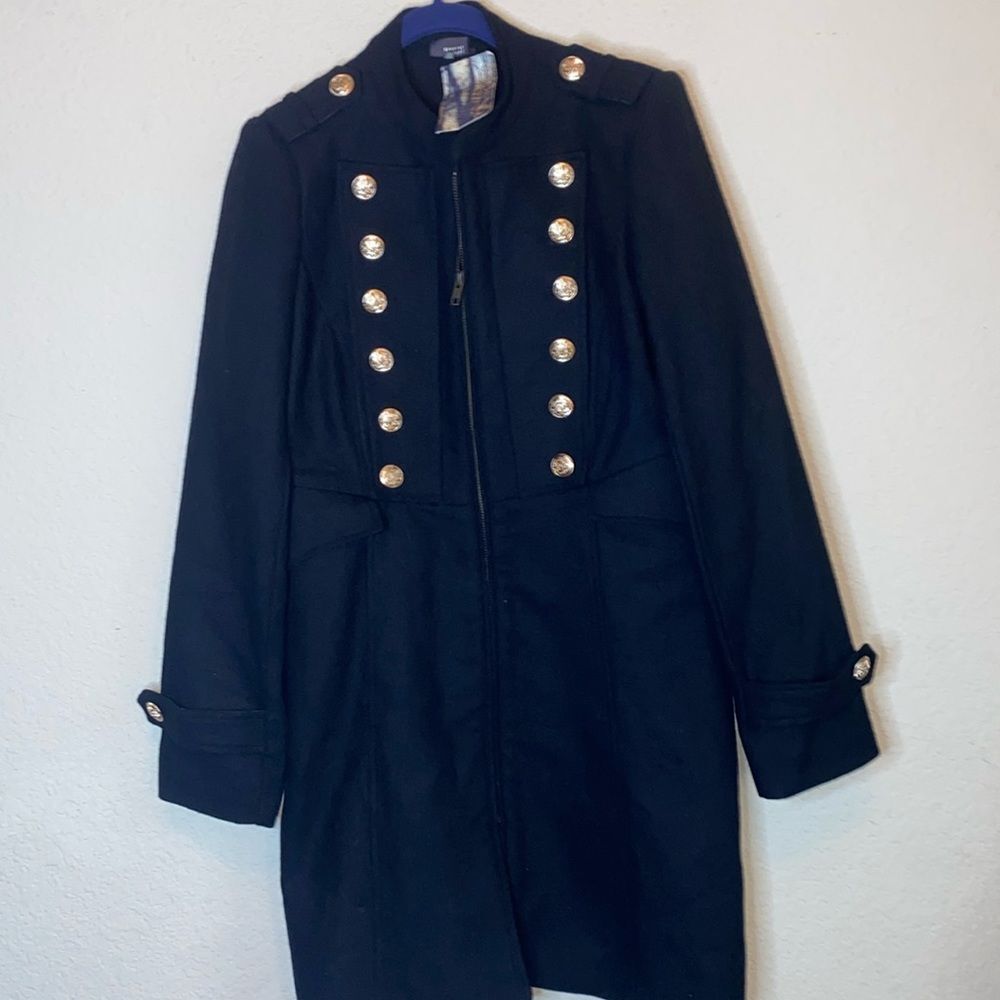 new military army civil war wool trench pea coat black mid urban sparkle & Fade